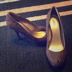 Brown suede heels